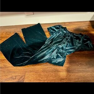 Elegant Velvet Jumpsuit in Deep Green